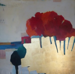 Burnished with Gold, 2017, mixed media on canvas, 60 x 60 inches (sold)