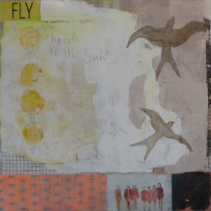 Fly, 2013, mixed media on canvas, 40 x 40 inches (sold)