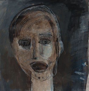 Head (11), 2010, mixed media on paper, 18 1/8 x 15 3/4 inches