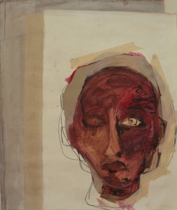 Head (12), 2010, mixed media on paper, 20 1/2 x 16 inches