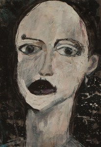 Head (6), 2010, mixed media on paper, 13 3/8 x 9 1/4 inches