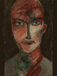 Head (10), 2010, mixed media on paper, 15 3/4 x 10 1/4 inches