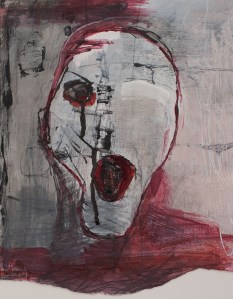 Head (2), 2009, mixed media on paper, 12 3/8 x 9 3/4 inches