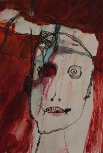 Head (13), 2010, mixed media on paper, 18 1/2 x 12 1/2 inches