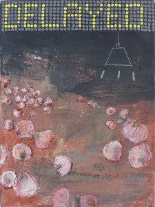 Delayed, 2013, acrylic on canvas, 15 3/4 x 11 3/4 inches (sold)