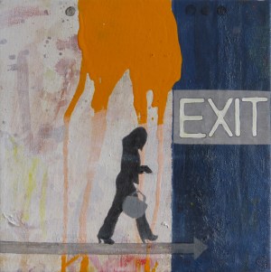 Exit Strategy, 2013, acrylic on canvas, 8 x 8 inches (sold)
