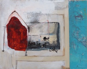 House at the Lake, 2012, mixed media on canvas, 8 x 10 inches (sold)