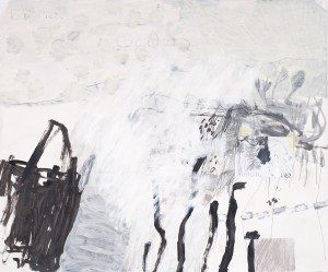 Between the Roofs (3), 2009, mixed media on paper, 39 x 47 inches