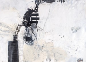 Between the Roofs (1), 2008, mixed media on paper, 30 x 41 1/2 inches