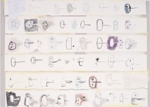 Variationen von Aufgemacht, 2008, mixed media on paper on paper, 29 1/2 x 41 inches