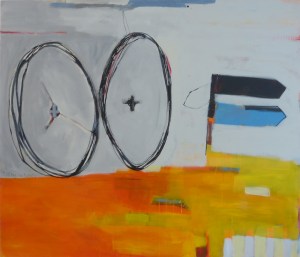 Riding No-Hands (2014), acrylic on canvas, 48 x 56 inches (sold)