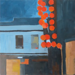 At Night, On the Street, Alone, 2018, acrylic on canvas, 40 x 40 inches (sold)