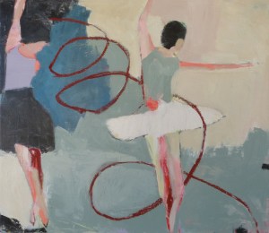 The Two Graces (Vienna), acrylic, oil pastel on canvas, 26 x 30 inches (available at Hang Art)