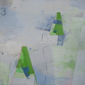 Crossing the Center Line Three Times, 2022, acrylic on canvas, 24 x 24 inches (available at Hang Art)
