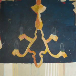 9:25 pm, 2023, mixed media on canvas, 48 x 48 inches