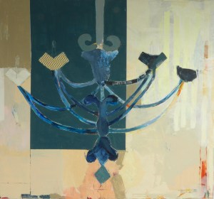 Afternoon Becoming Night, 2022, mixed media on canvas, 50 x 54 inches