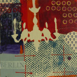 Chandelier #1, 2023, mixed media on panel, 10 x 10 inches