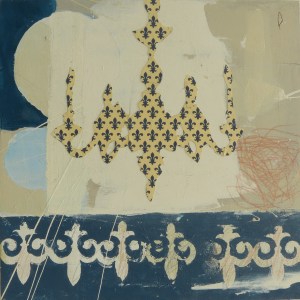 Chandelier #3, 2023, mixed media on panel, 10 x 10 inches